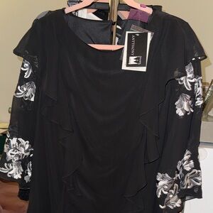 Antthony Elegant Black blouse with Silver Embroidery 16